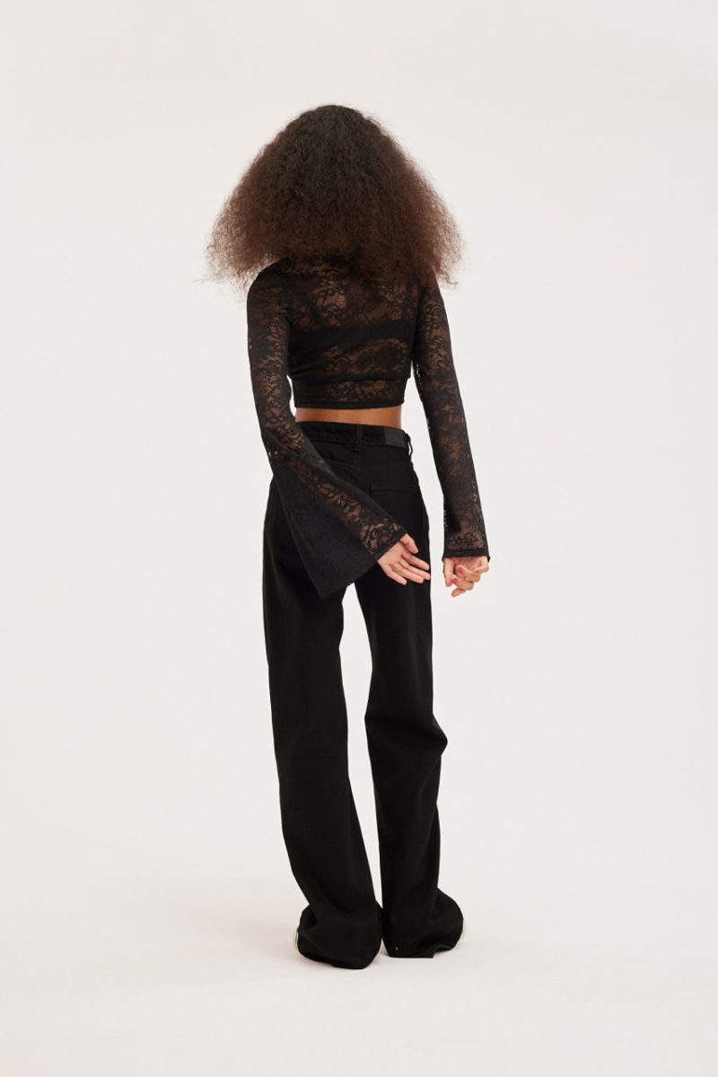 Джинси широкого крою в чорному кольорі  Monki