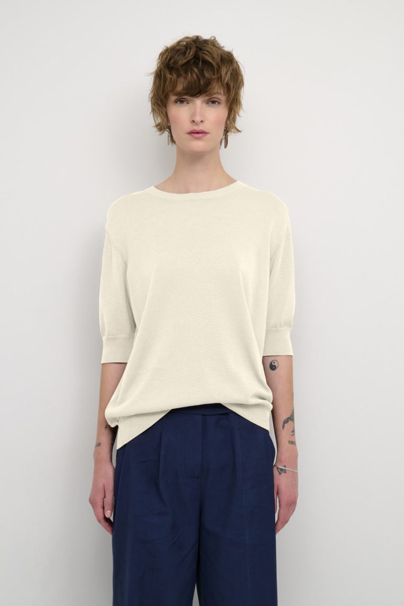 Джемпер молочного кольору з коротким рукавом LOUNGE NINE