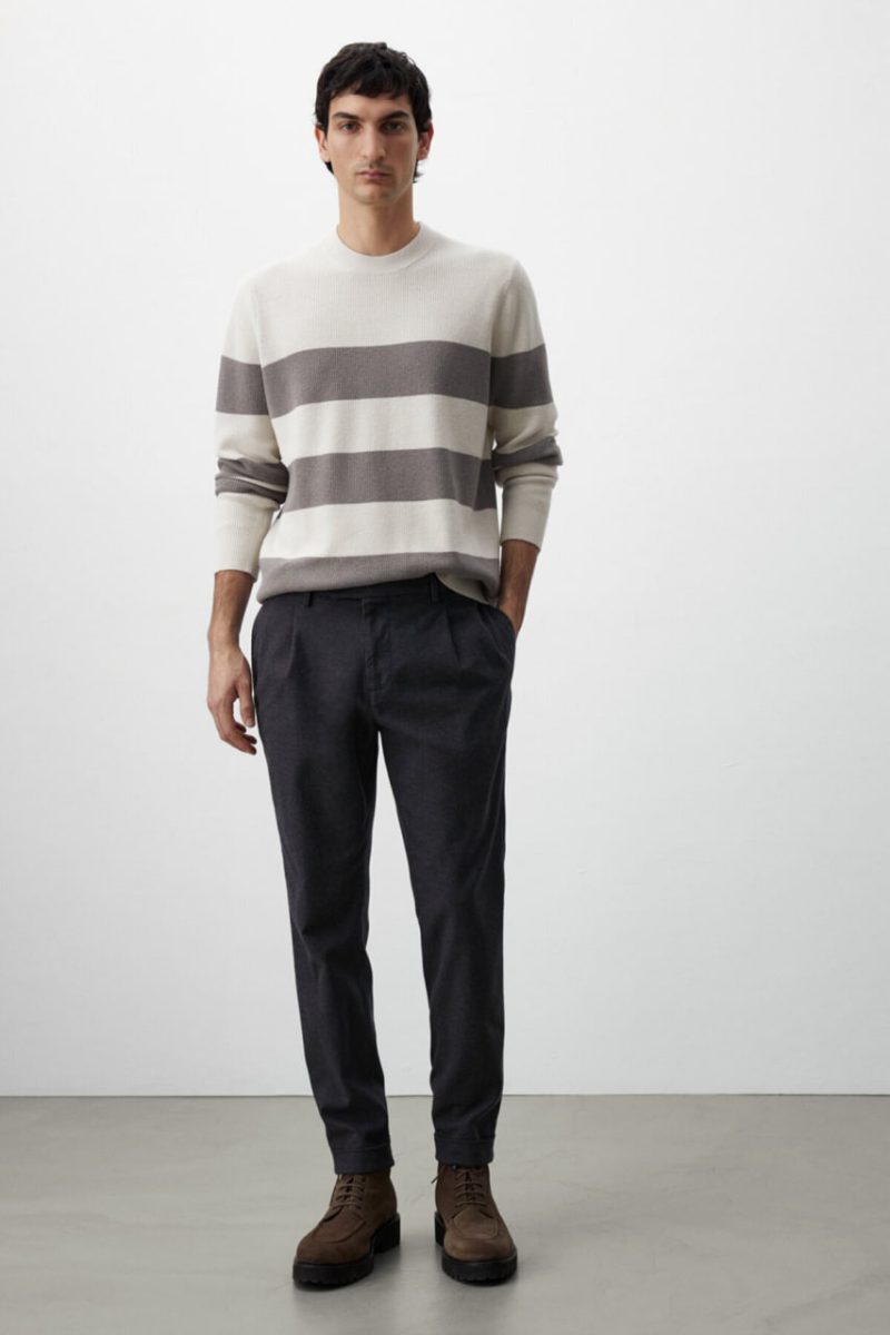 24339 3 Чоловічий в'язаний джемпер в смужку Massimo Dutti