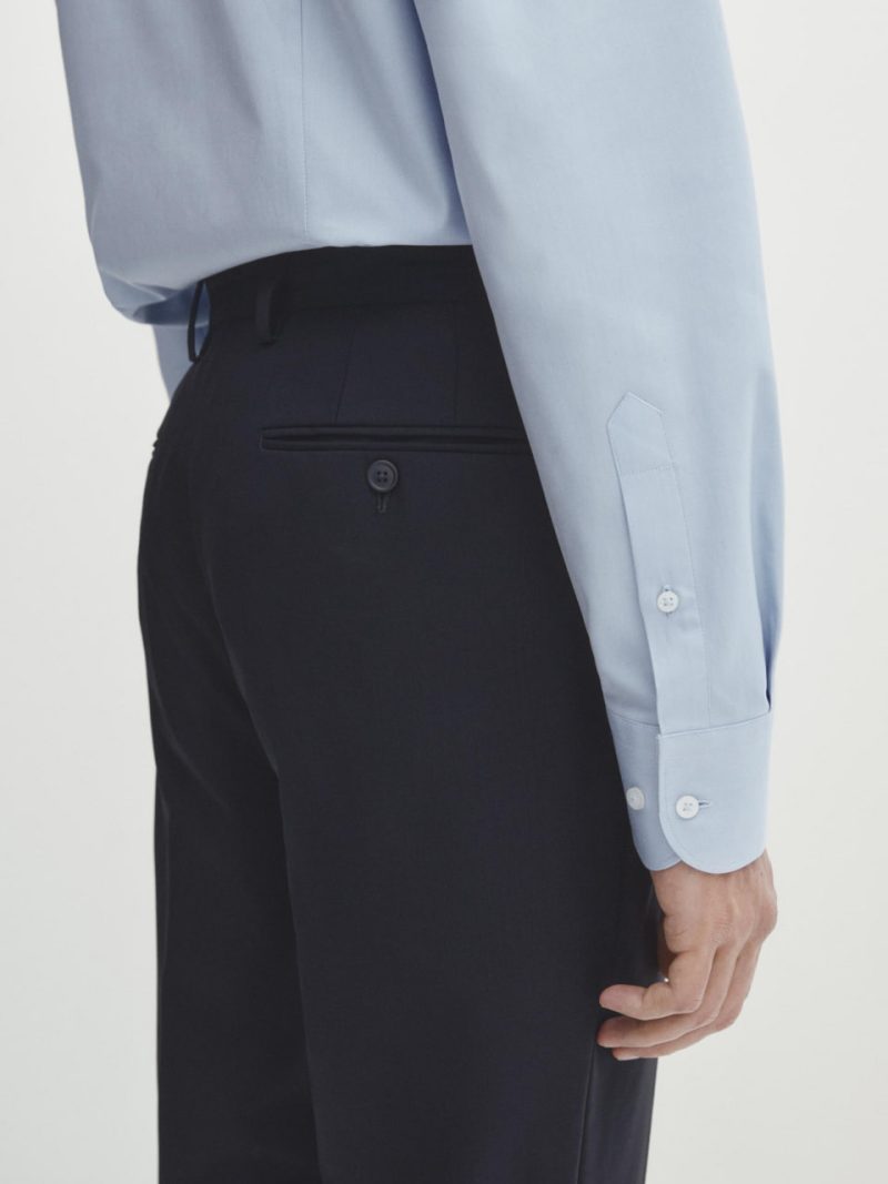 24369 2 Чоловічі штани з вовни в дрібну клітинку темно-синього кольору Massimo Dutti