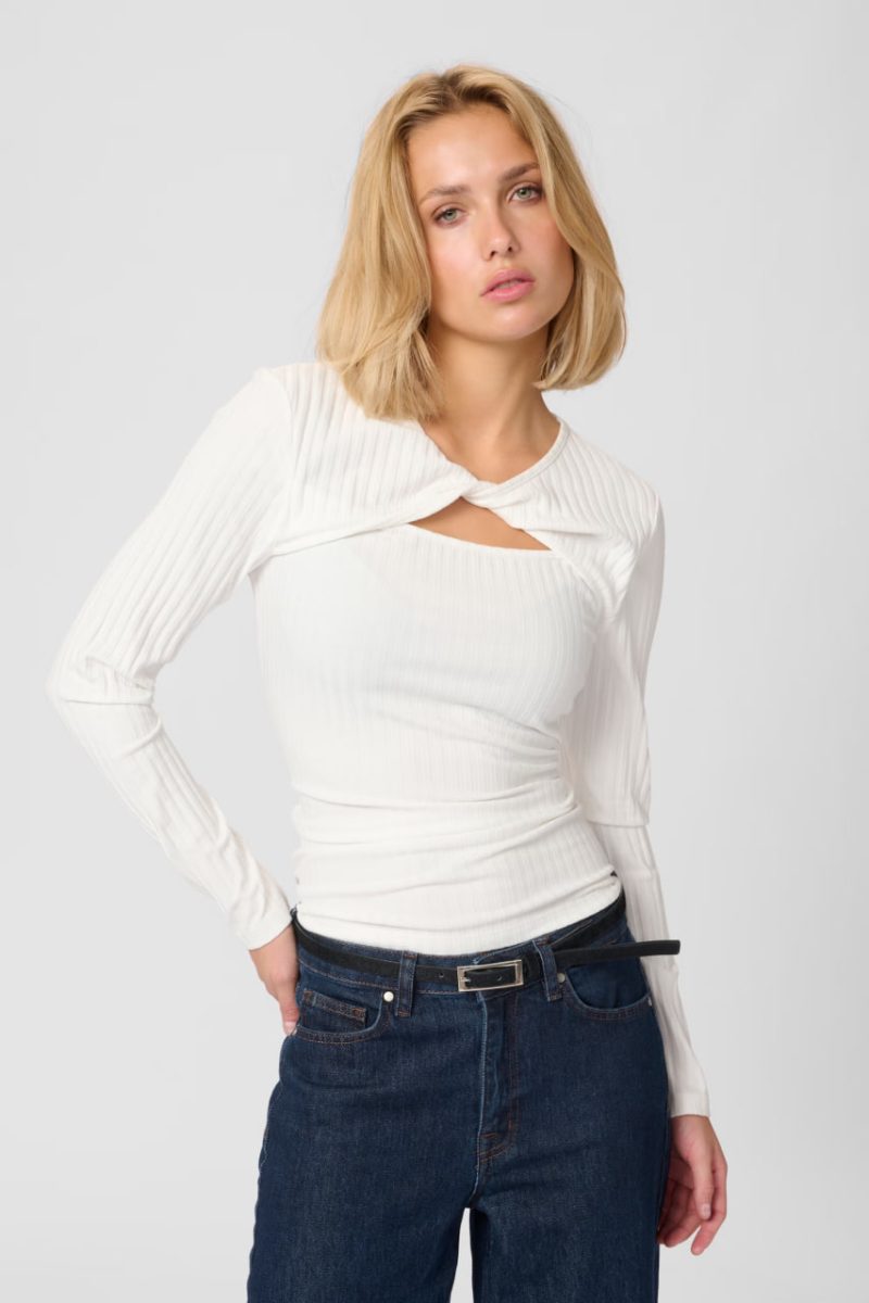 Лонгслів-резинка білого кольору my essential wardrobe